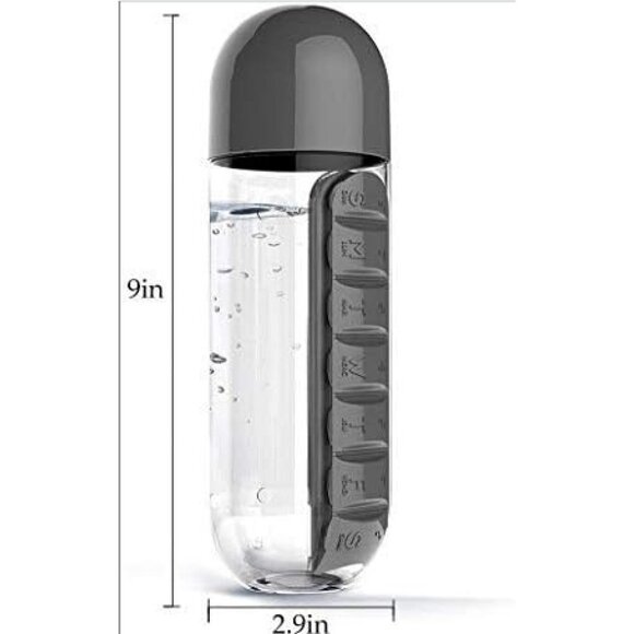 Daily Pill Box Organizer with Water Bottle, Medicine Storage Box / Water Bottle - Picture 2 of 2
